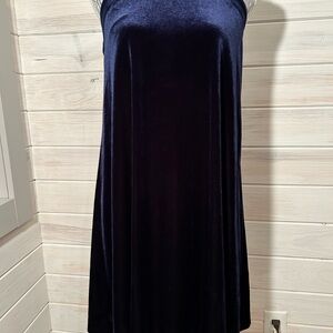 Betsey Johnson Velvet Navy Blue Sleeveless Dress size 6